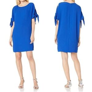 Vince Camuto Blue Sheath Dress with Cut Out Tie Front